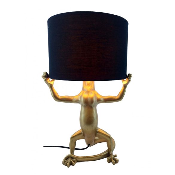Lámpa asztali gyík poly, pamut 31x28x50 cm arany, fekete