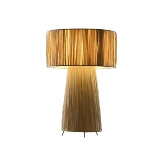 Lámpa asztali raffia, fém 27x27x40 cm világosbarna