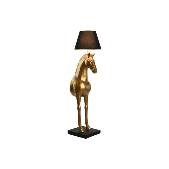 Lampara pie resina 47x40x153 caballo dorado