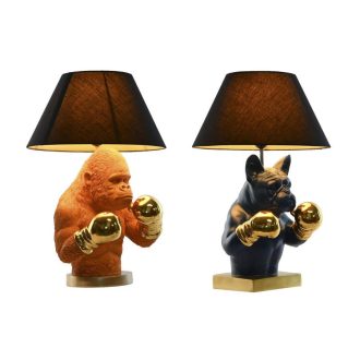   Lámpa asztali gorilla, bulldog poly, pamut 36x36x55 cm narancssárga, kék, arany, fekete 2 féle