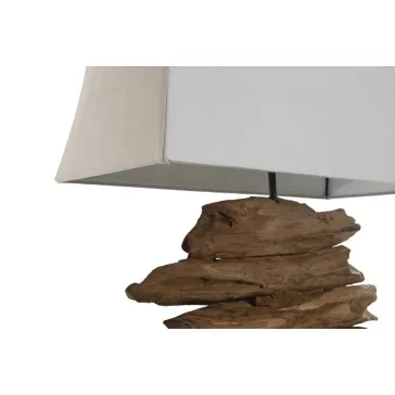   Lámpa asztali teakfa, fém 50x22x80 cm natúr, fekete, fehér