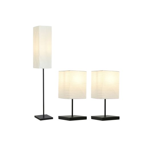 Állólámpa szett fa 20x20x150 cm világosbarna s/3