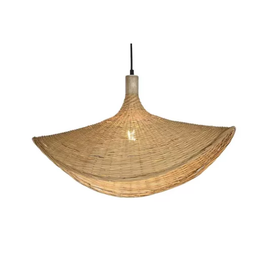 Mennyezeti lámpa rattan 60x60x30 cm világosbarna