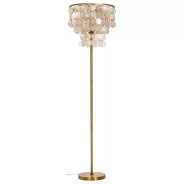 Lampara pie nacar metal 40x40x153 capiz crudo