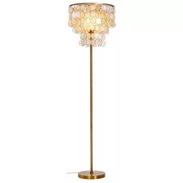 Lampara pie nacar metal 40x40x153 capiz crudo
