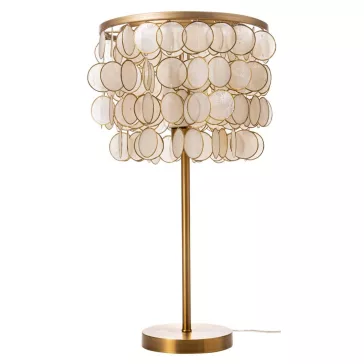 Lampara sobremesa nacar metal 30x30x56 capiz crudo