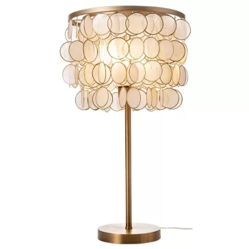 Lampara sobremesa nacar metal 30x30x56 capiz crudo
