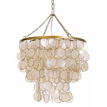 Lampara techo nacar metal 40x40x48 capiz crudo