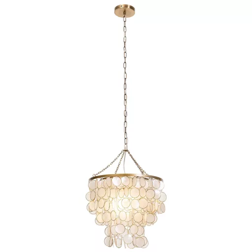Lampara techo nacar metal 40x40x48 capiz crudo