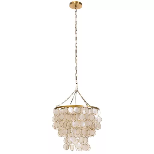 Lampara techo nacar metal 40x40x48 capiz crudo