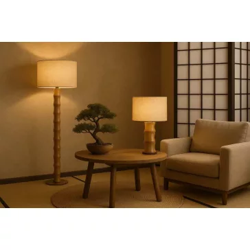 Lampara pie bambu yute 40x40x150 natural marron
