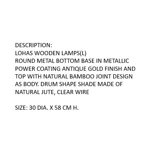Lampara sobremesa bambu yute 30x30x60 natural