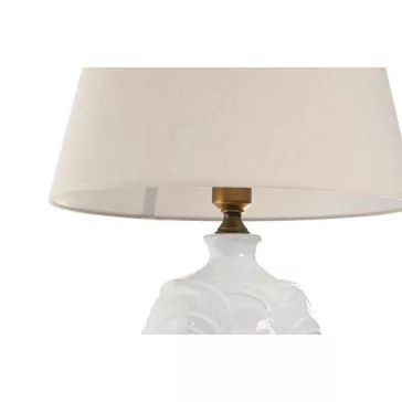 Lampara sobremesa porcelana lino 40x40x70 hoja