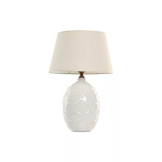 Lampara sobremesa porcelana lino 40x40x61 blanco
