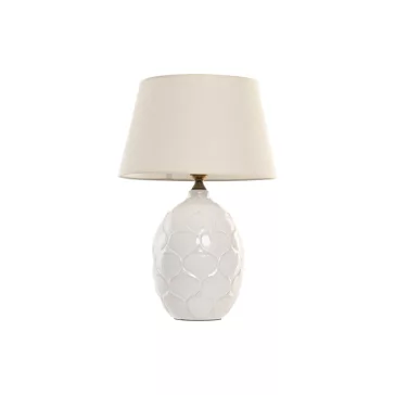 Lampara sobremesa porcelana lino 40x40x61 blanco