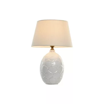 Lampara sobremesa porcelana lino 40x40x61 blanco