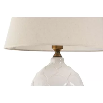Lampara sobremesa porcelana lino 40x40x61 blanco