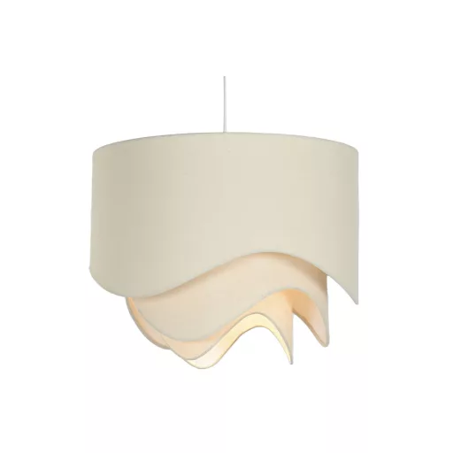 Lampara techo poliester metal 49x49x40 ondas crudo