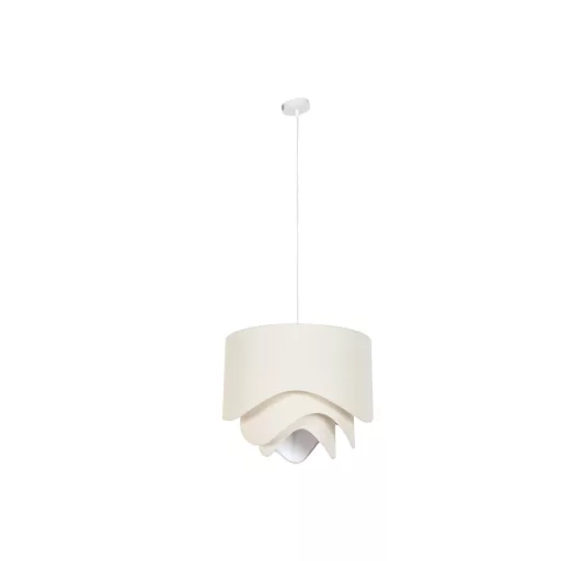 Lampara techo poliester metal 49x49x40 ondas crudo