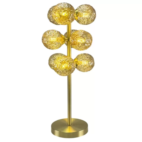 Lampara sobremesa cristal metal 24x24x58 bolas