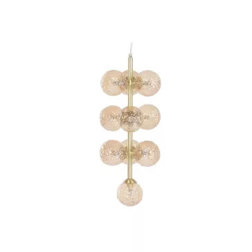Lampara techo cristal metal 24x24x60 bolas dorado