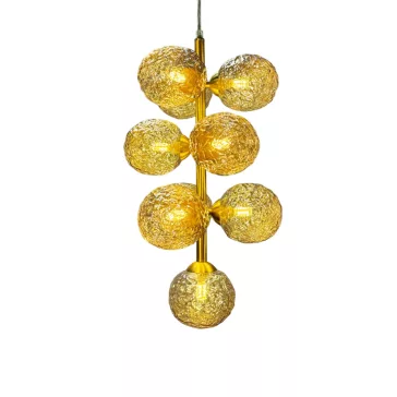 Lampara techo cristal metal 24x24x60 bolas dorado