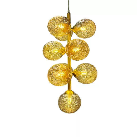 Lampara techo cristal metal 24x24x60 bolas dorado