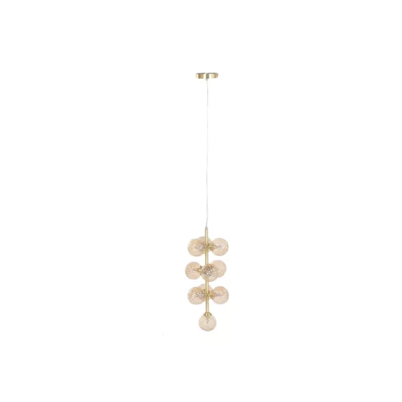 Lampara techo cristal metal 24x24x60 bolas dorado