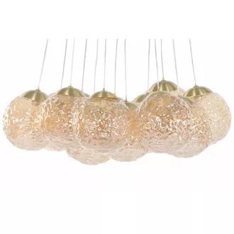 Lampara techo cristal metal 60x60x60 bolas dorado