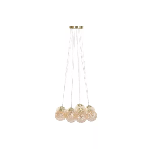 Lampara techo cristal metal 60x60x60 bolas dorado