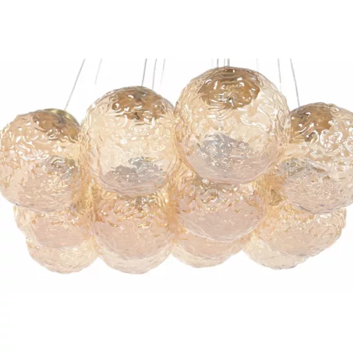 Lampara techo cristal metal 60x60x60 bolas dorado