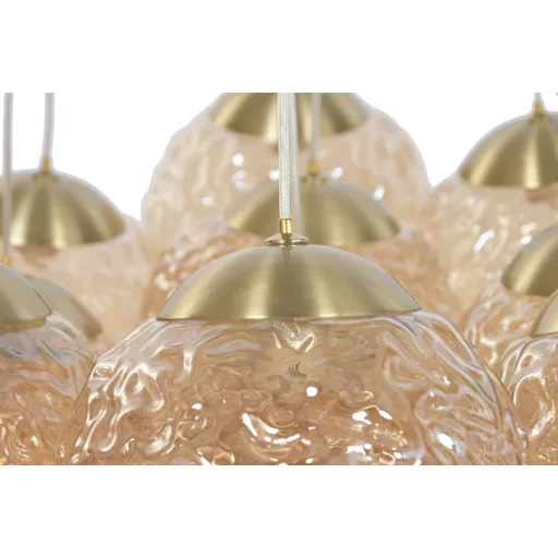 Lampara techo cristal metal 60x60x60 bolas dorado