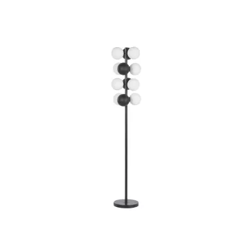 Lampara pie metal cristal 28x28x155 bolas negro