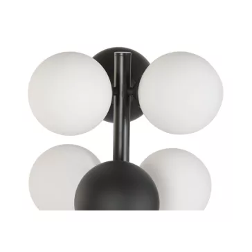 Lampara pie metal cristal 28x28x155 bolas negro