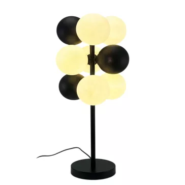 Lampara sobremesa metal cristal 24x24x68 bolas