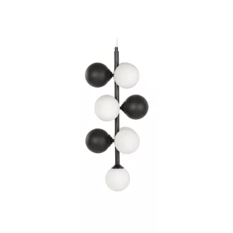 Lampara techo metal cristal 24x24x60 bolas negro