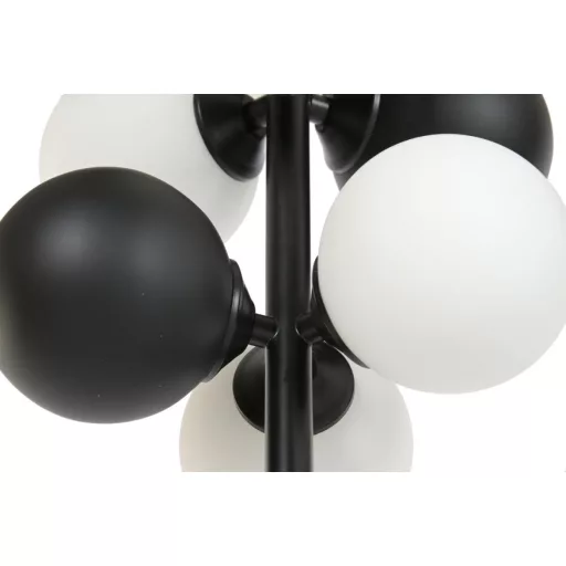 Lampara techo metal cristal 24x24x60 bolas negro