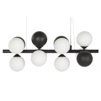 Lampara techo metal cristal 60x20x96 bolas negro