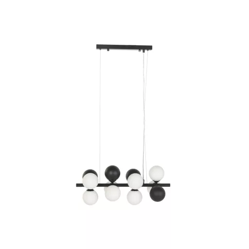 Lampara techo metal cristal 60x20x96 bolas negro