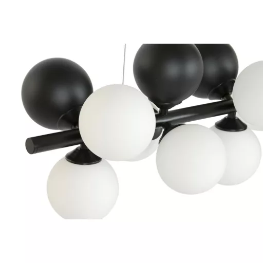 Lampara techo metal cristal 60x20x96 bolas negro