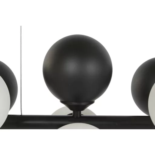 Lampara techo metal cristal 60x20x96 bolas negro