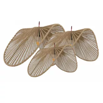 Pantalla set 3 fibra metal 66x50x35 natural marron