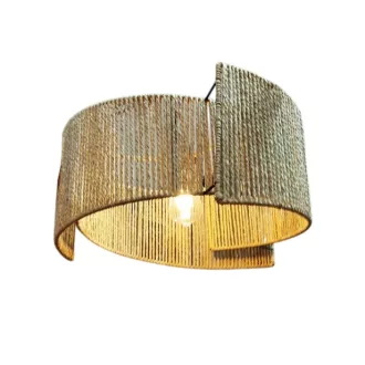 Pantalla fibra metal 48x45x22 natural marron