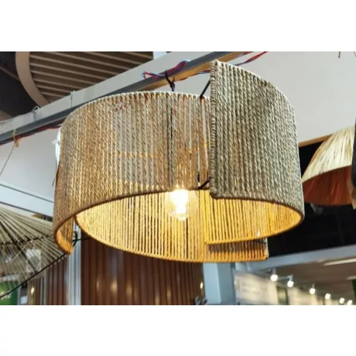 Pantalla fibra metal 48x45x22 natural marron