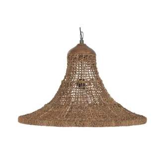 Lampara techo fibra 75x75x55 hecho a mano natural