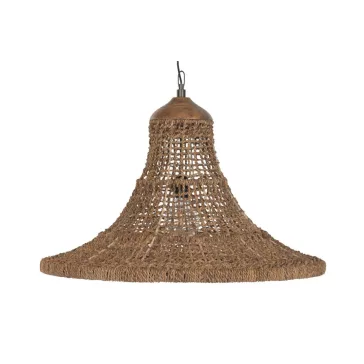 Lampara techo fibra 75x75x55 hecho a mano natural