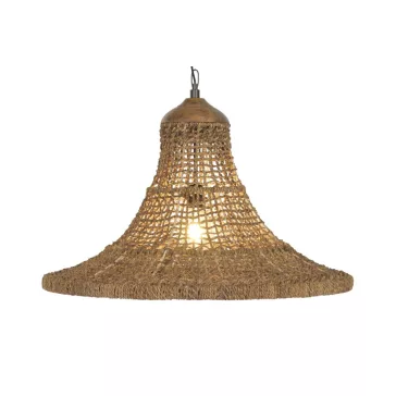 Lampara techo fibra 75x75x55 hecho a mano natural