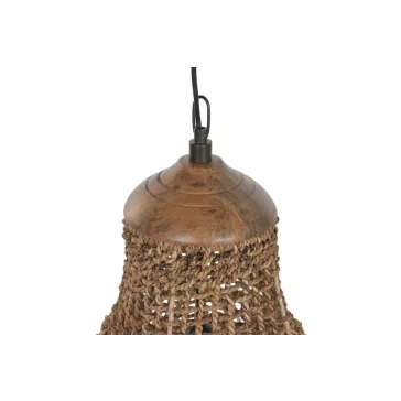 Lampara techo fibra 75x75x55 hecho a mano natural