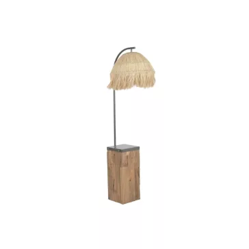 Lampara pie teca hierro 57x55x160 hecho a mano