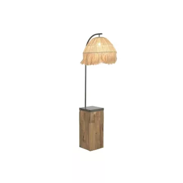 Lampara pie teca hierro 57x55x160 hecho a mano